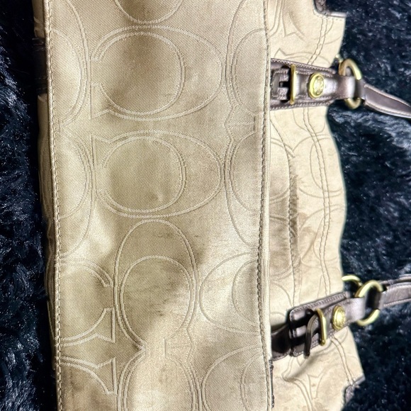 Coach Mia Signature Outline Carryall Tan and Brown Shoulder Bag - Picture 2 of 7